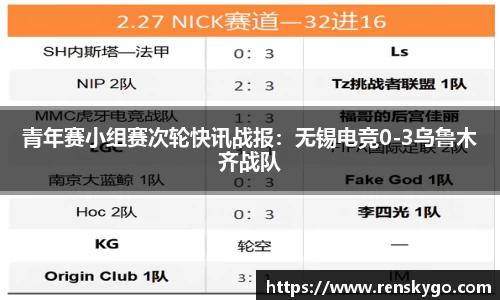 青年赛小组赛次轮快讯战报:无锡电竞0-3乌鲁木齐战队